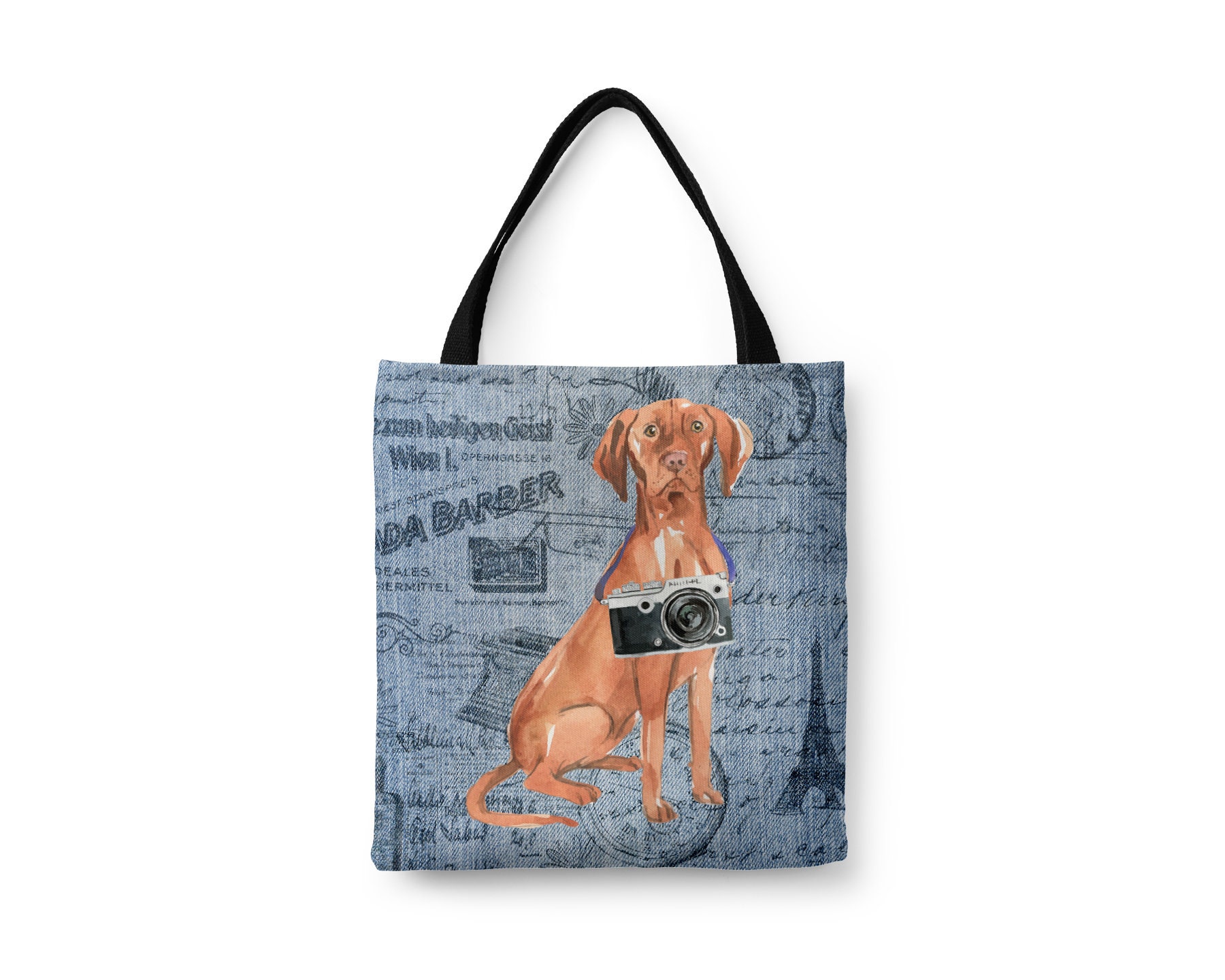 Hungarian Vizla Dog Tote Bag Illustrated Dogs & 6 Denim Inspired Styles. All Purpose Ideal For Shopping, Laptop. Magyar Vizsla Pointer