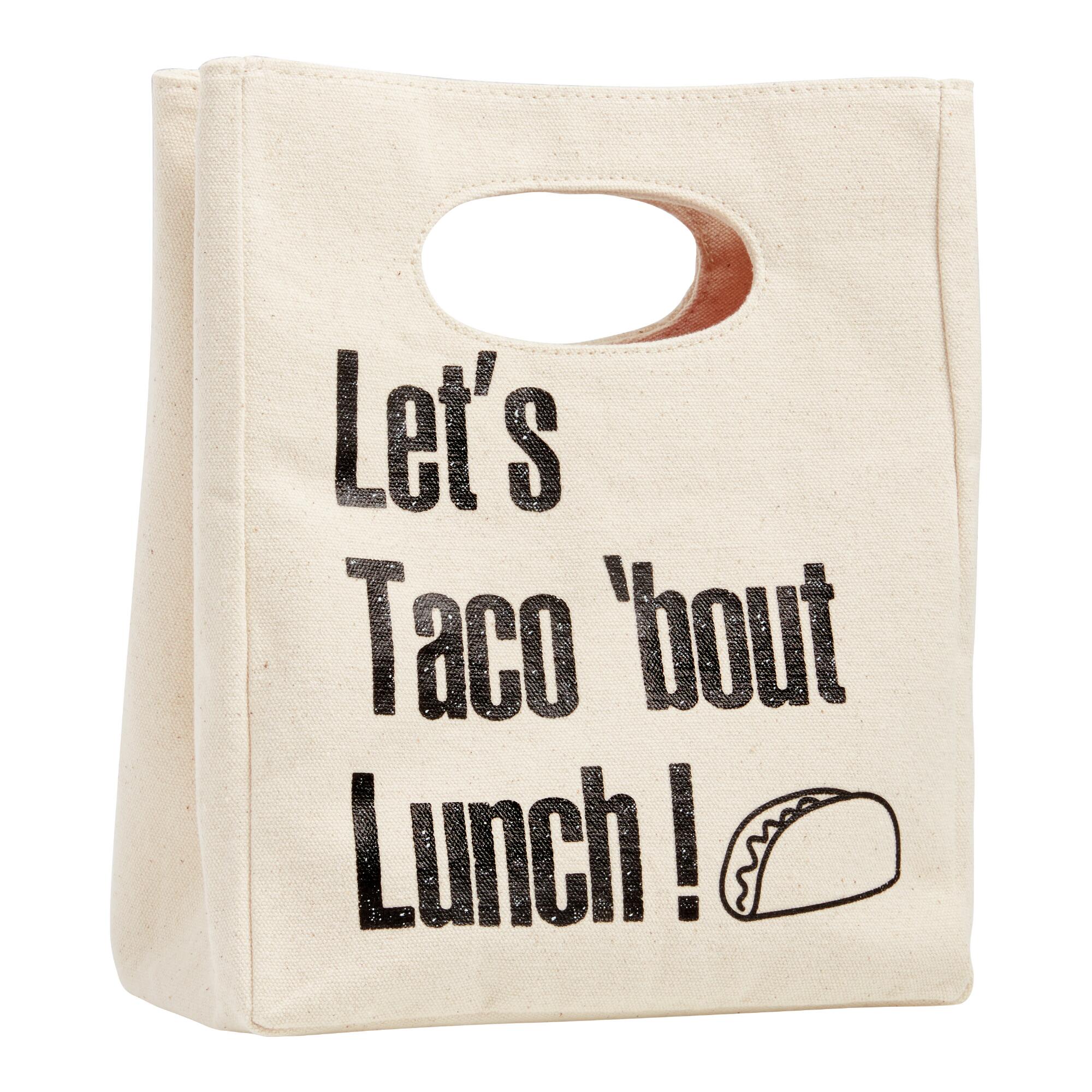 Let's Taco Cotton Canvas Lunch Tote Bag: Natural by World Market