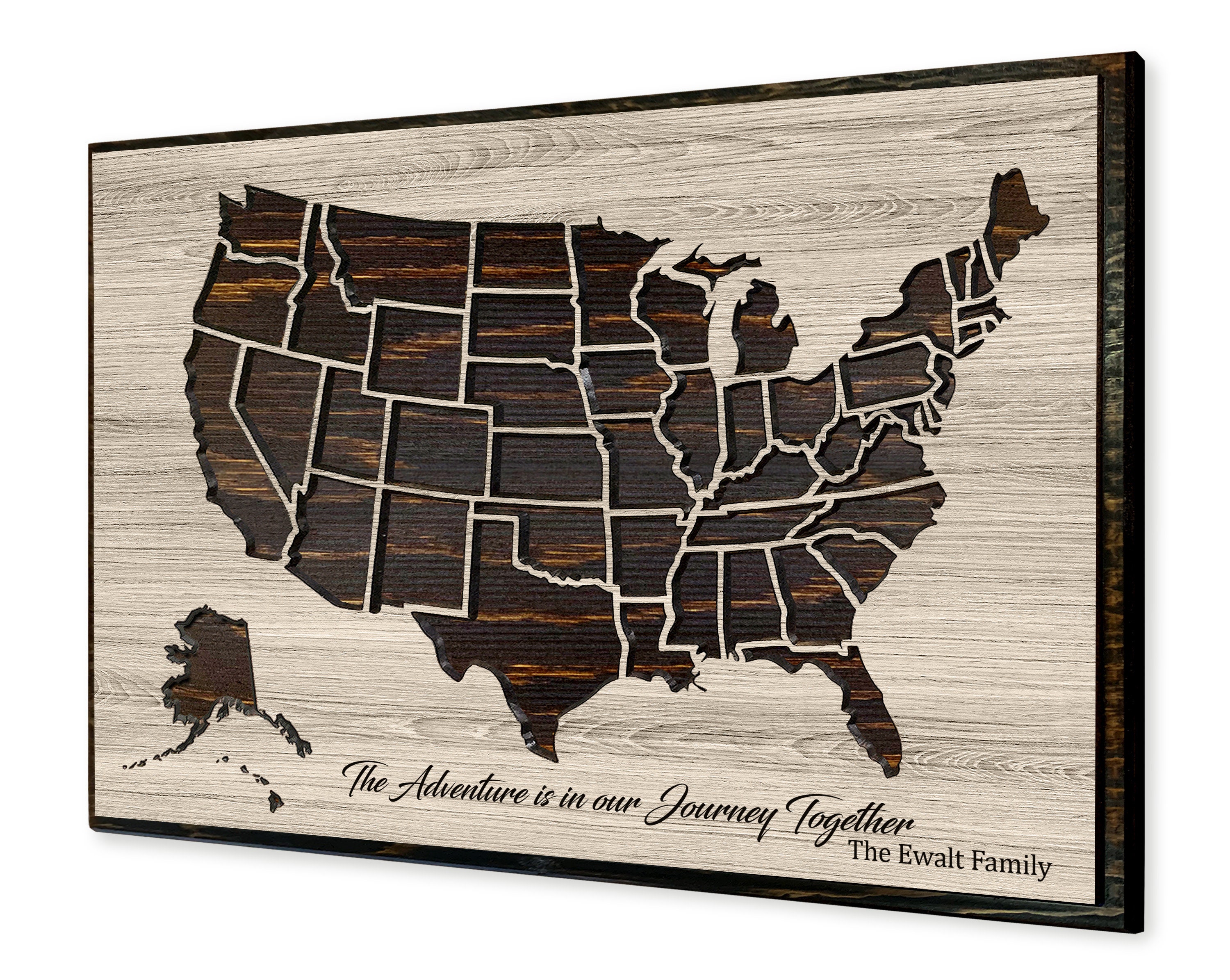 Family Travel Map, Push Pin Map To Mark Travels, Us Wall Art, Nursery Decor, Interactive Gift For Family, Adventure Is in Our Journey