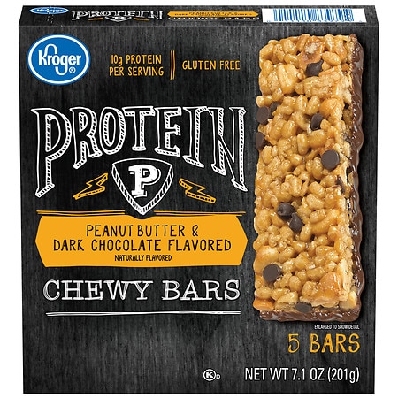 Kroger Peanut Butter & Dark Chocolate Flavored Protein Chewy Bars - 1.42 oz x 5 pack