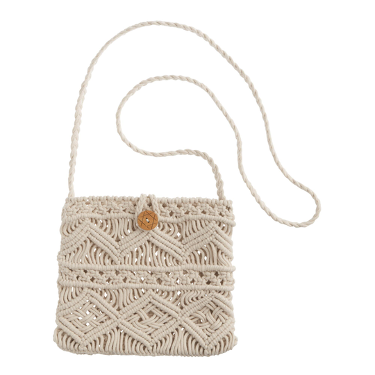 Ivory Cotton Macrame Crossbody Bag: White by World Market