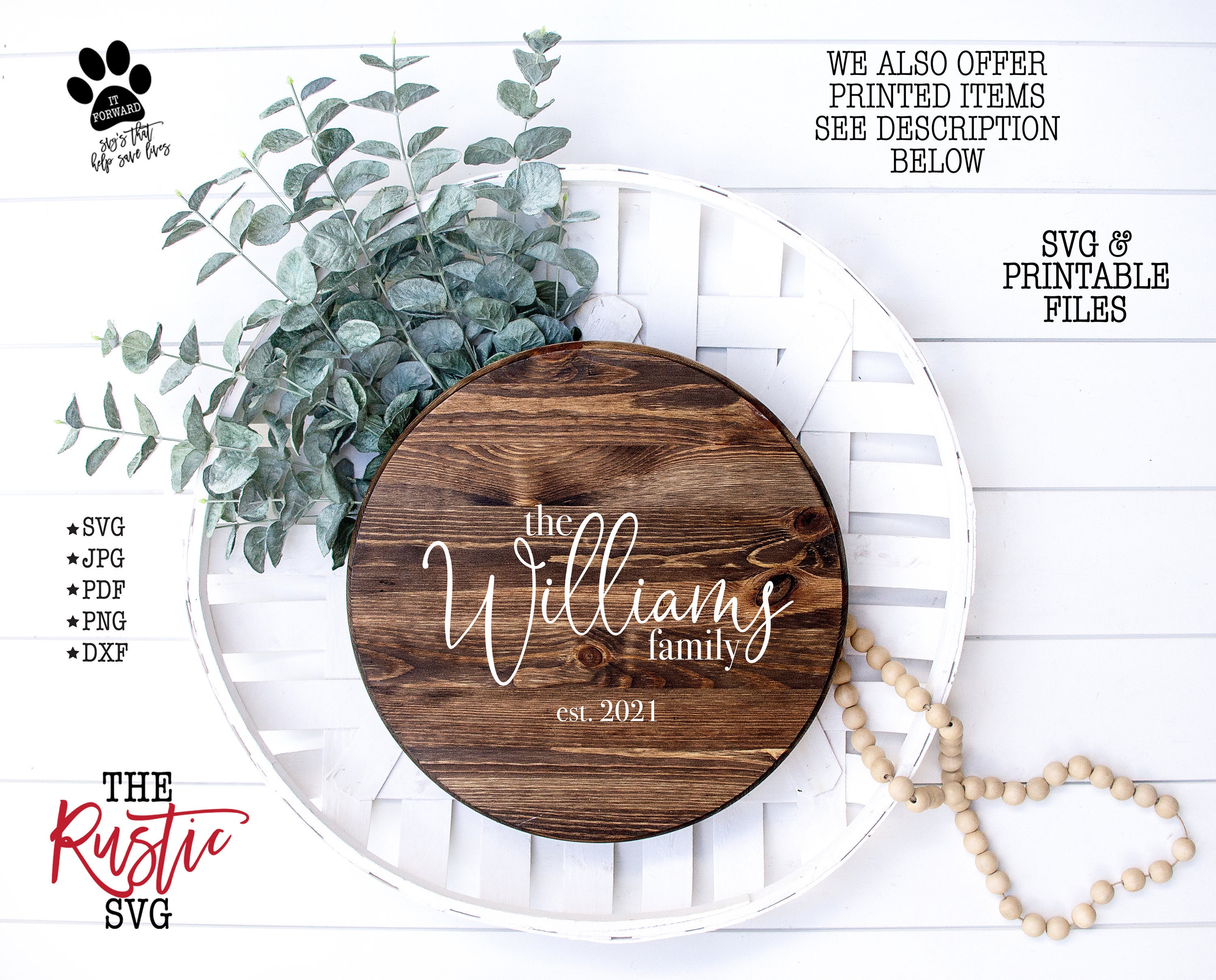 Last Name Sign, Wooden Circle Personalized Wood Svg, Png, 027