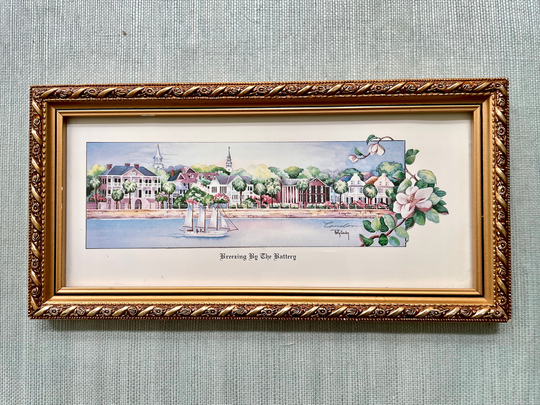 Betty Condon . Charleston Watercolorist "Breezing By The Battery" Print From An Original Watercolor Signed Twice