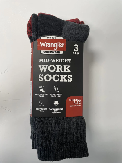 Wrangler 3-Pack Men's Cotton Blend Crew Socks (Size 6 To 12) in Black | WRM419