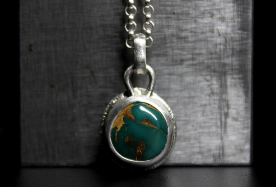 Green Royston Turquoise Sterling Silver Necklace | Statement Bohemian Minimalist Gugma Jewelry