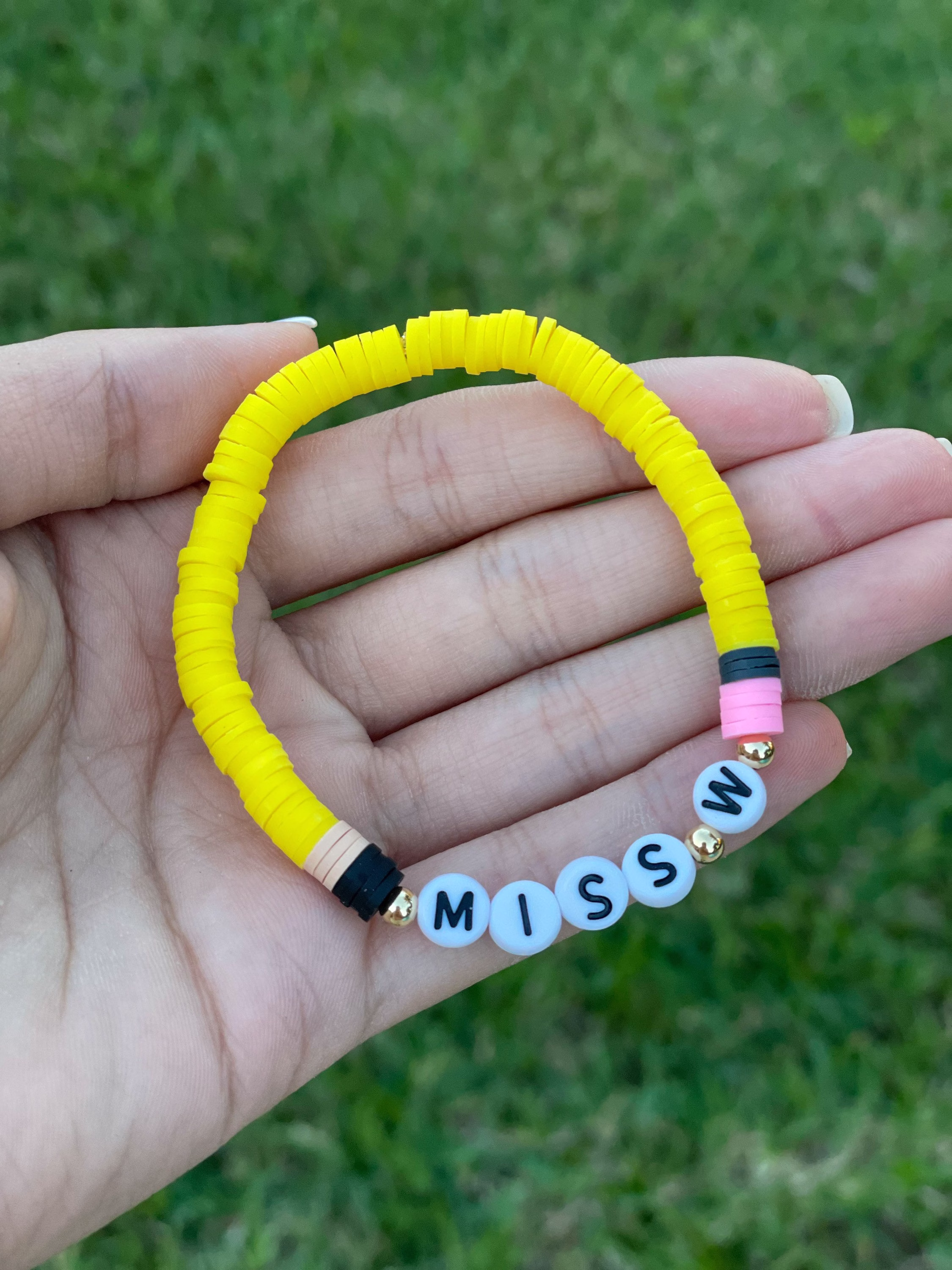 School Teacher Bracelet, Gift, Custom Appreciation First Day Of Week Gift