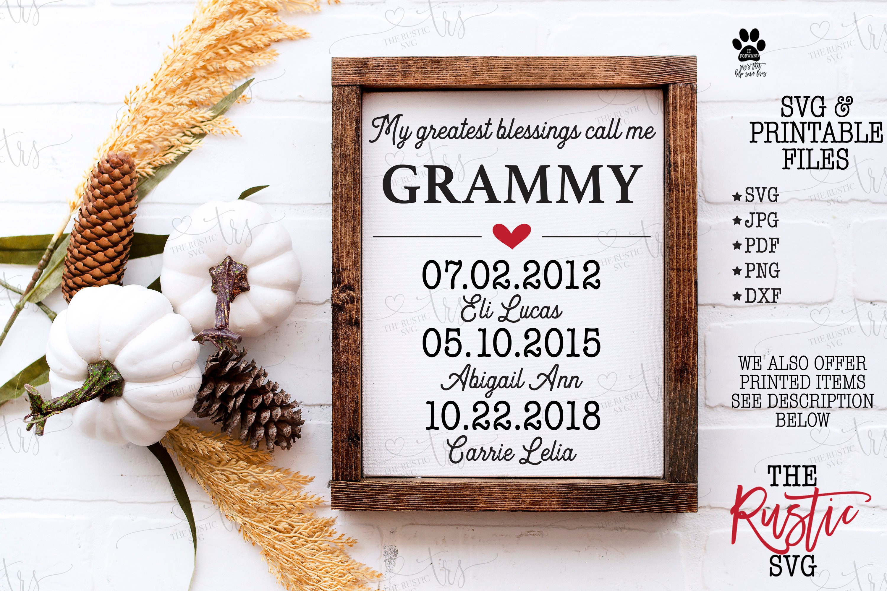 My Greatest Blessings Call Me Grammy, Grammy Sign With Names, Gift, Gift For Grandma, Mother's Day Svg, Cricut, Silhouette, 056
