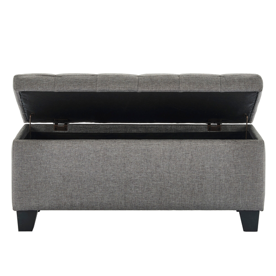 Worldwide Homefurnishings Modern Grey Polyester/Polyester Blend Rectangle Integrated Storage Ottoman in Gray | 402-777GY