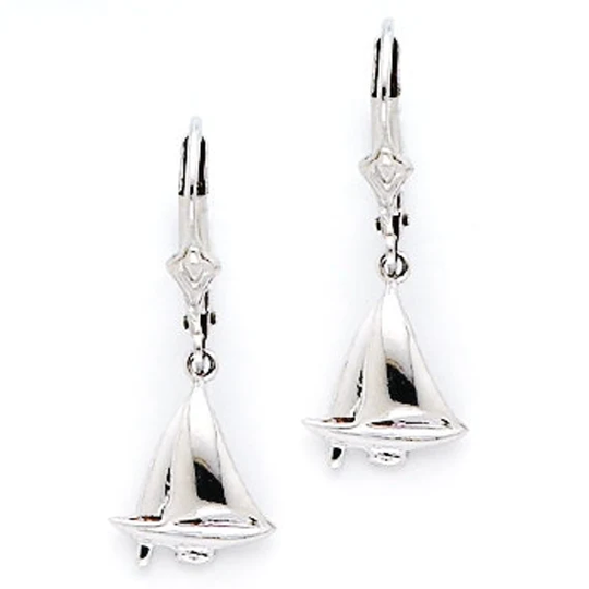 sterling Silver Sailboat Lever Back Earrings, Sailboat Sail Jewelry