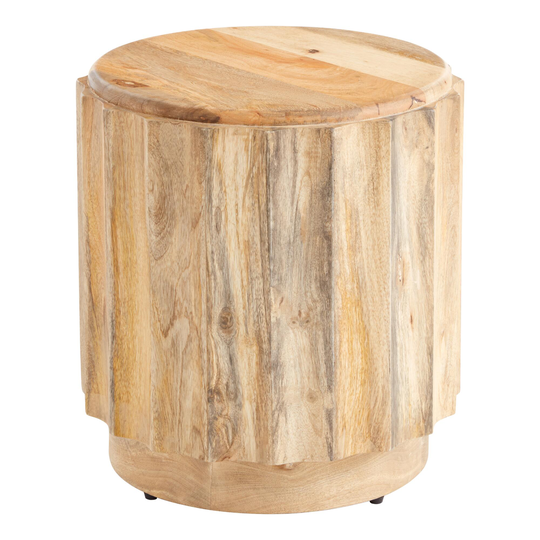 Round Driftwood Ridged Ishan Accent Table: Brown by World Market