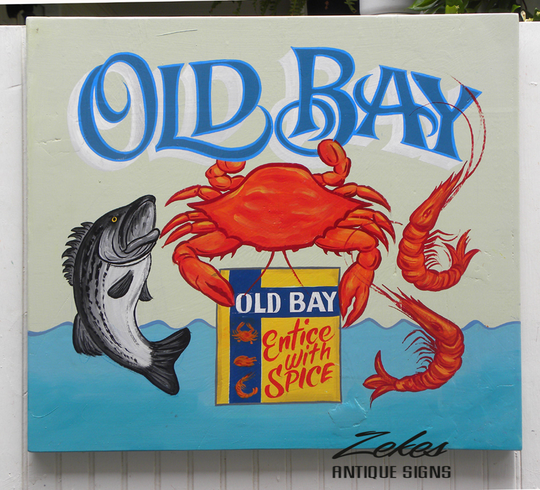 Old Bay Seasoning Seafood Sign Hand Painted Original. Fun For A Great Decor Piece. Hand Art Ready To Hang. Great Giftrt