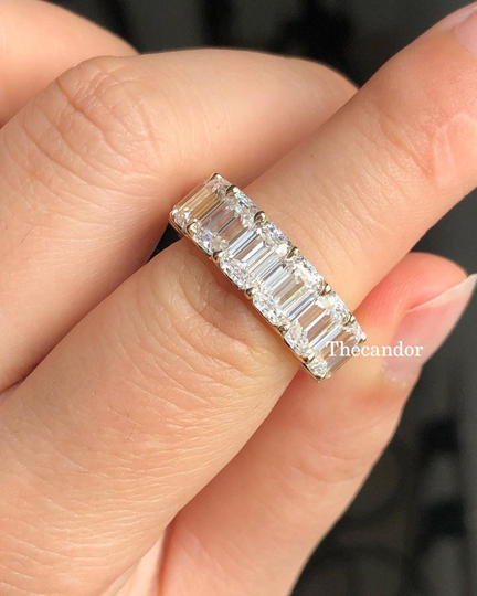 East West Emerald Cut Band | Wedding Band Emerald Full Eternity Personalized Gift For Woman's
