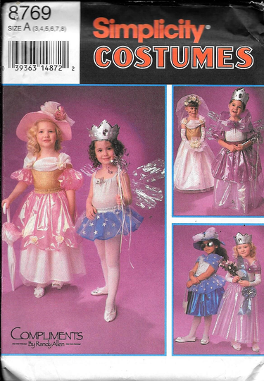 Simplicity Costume Pattern 8769 Bride Pageant Southern Belle Princess Uncut Size 3, 4, 5, 6, 7, 8