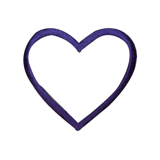 Id 3281C Purple Heart Outline Patch Love Shape Sign Embroidered Iron On Applique