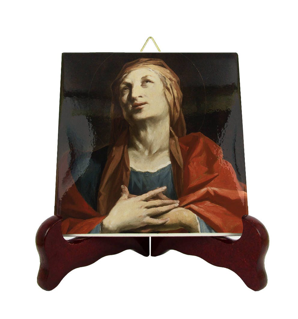 Saint Anne - Icon On Tile St Catholic Saints Serie Saint Art Ann Handmade in Italy