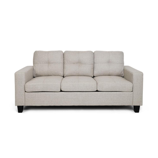 Best Selling Home Decor Bowen Modern Beige and Espresso Polyester/Blend Sofa in Off-White | 309142