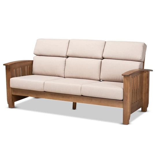 Baxton Studio Charlotte Modern Taupe/Walnut Brown Polyester/Blend Sofa in Gray | 162-9799-LW
