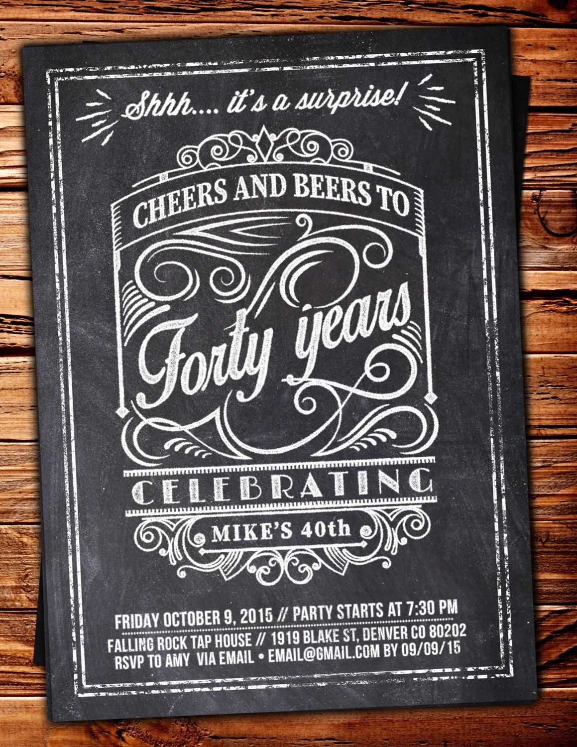 Cheers & Beers Birthday Party Invitation, Chalkboard, 30Th, 40Th , 50Th, 60Th, Any Age, Digital Printable Invite