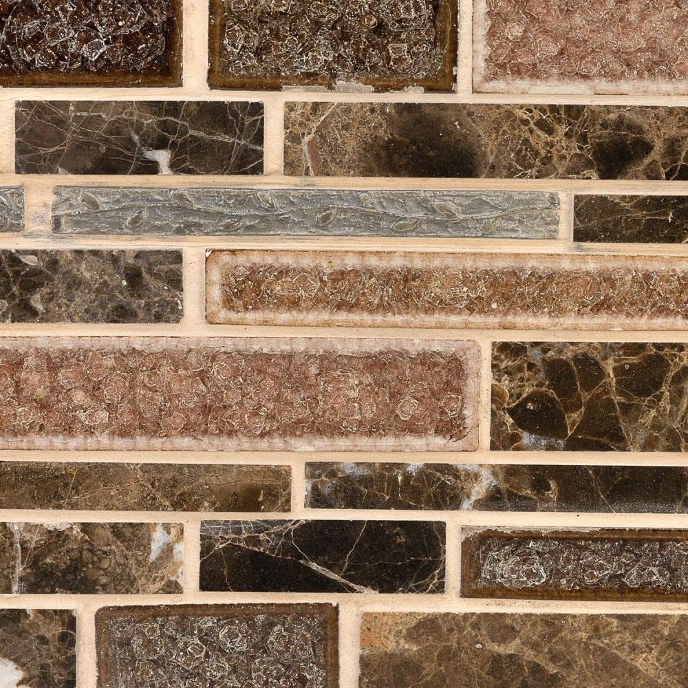 Artmore Tile Athens Dark Blend 3-in x 6-in Polished Glass Linear Mosaic Floor and Wall Tile Sample | EXT3RD102244