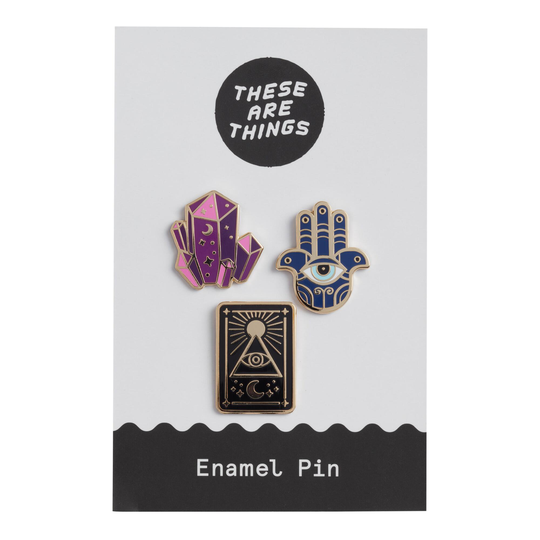 Crystal, Tarot And Evil Eye Spiritual Enamel Pins 3 Pack by World Market