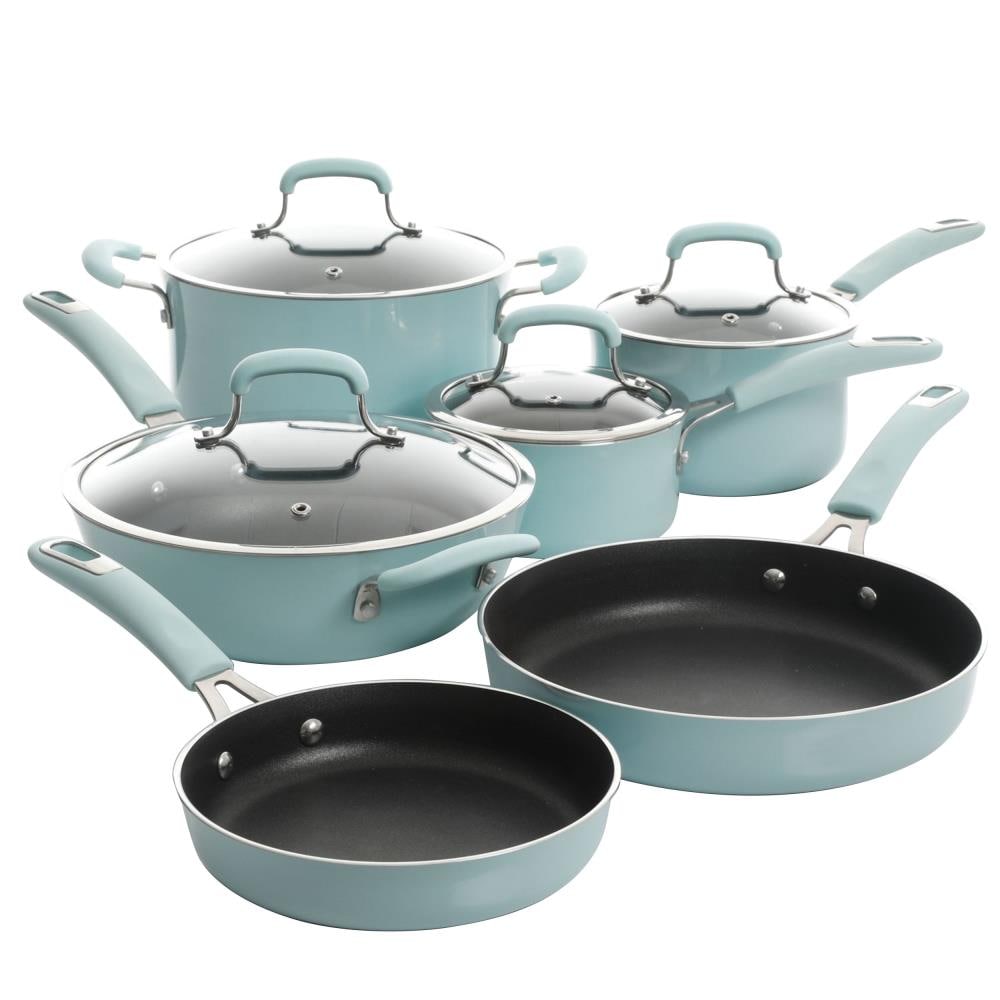 Kenmore Elite Kenmore Elite Andover 10 Piece Nonstick Aluminum Cookware Set in Glacier Blue | 849114035M