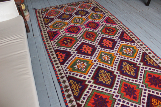 4'4"x9'6" Runner, Vintage Wide Kilim Runner, Vintage Area Rug, Ethnic Bohemian Handwoven Wool