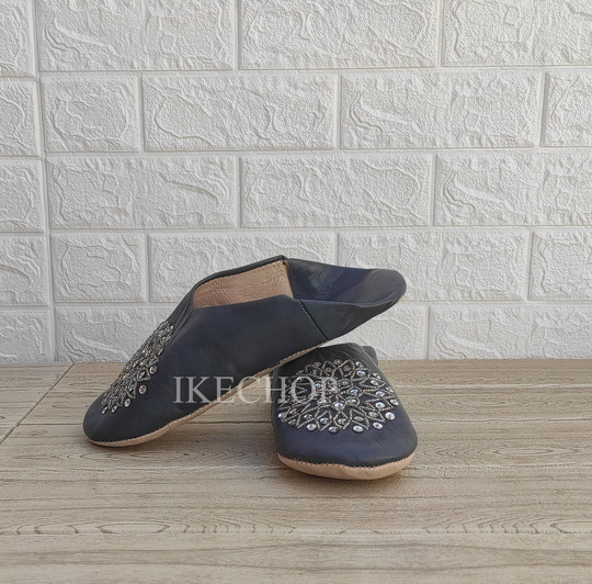 Womens Moroccan Leather Babouche Slippers, Traditional Basic Babouche, Sheepskin Slippers, Babouche