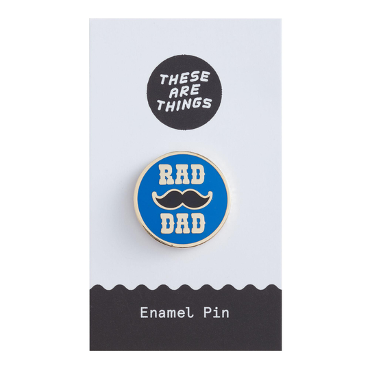 Blue Rad Dad Mustache Enamel Pin by World Market