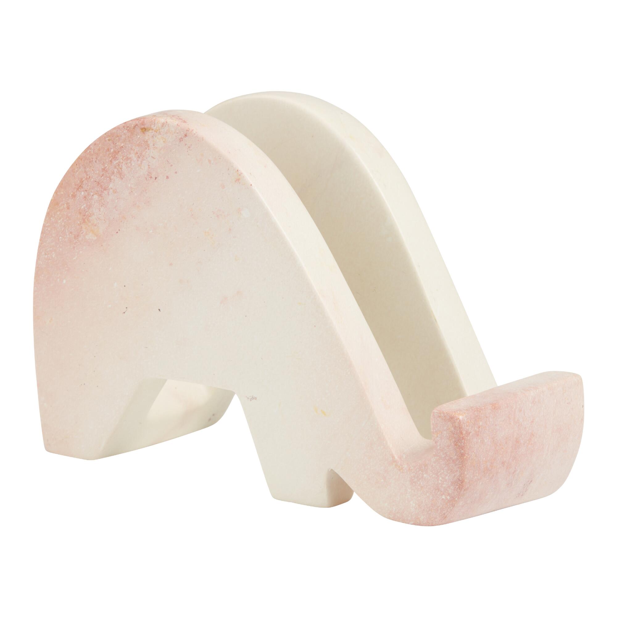 Kisii Soapstone Elephant Phone Stand: White by World Market