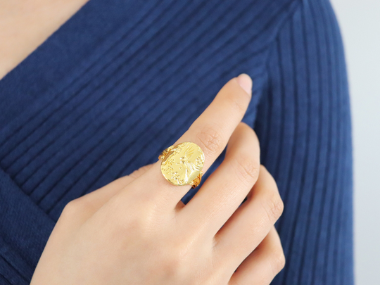 Gold Bird Ring | Signet Vintage Mens