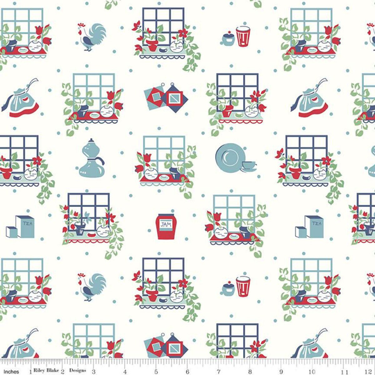 Lori Holt Cook Book Window Cottage Fabric From Riley Blake