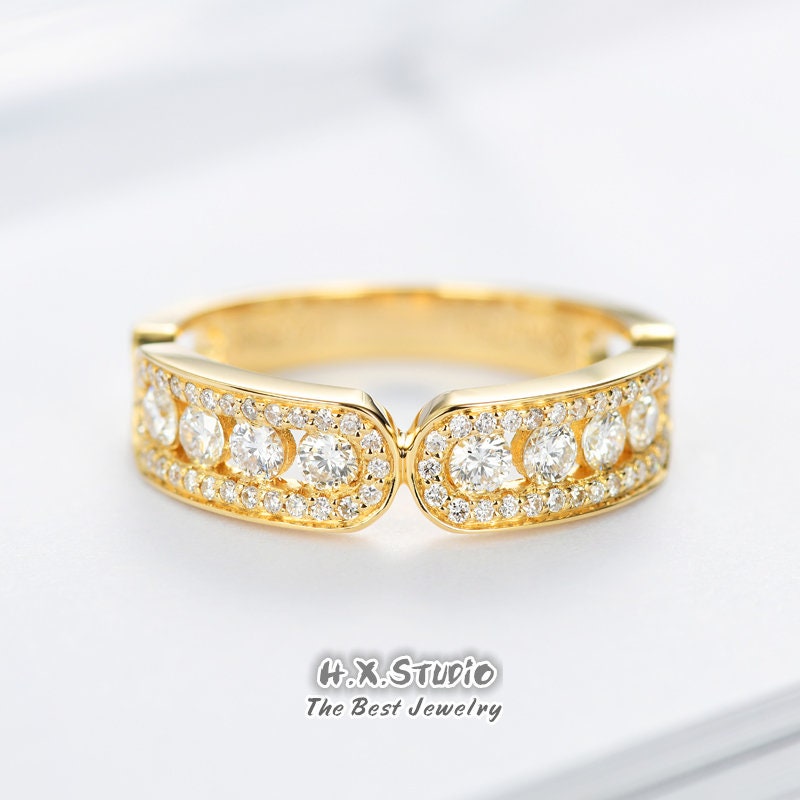 Diamond Ring in Solid 18K Gold/Daily Wedding Ring/Custom Jewelry/Personalization Design/Gift For Women & Girls/Wholesale Available
