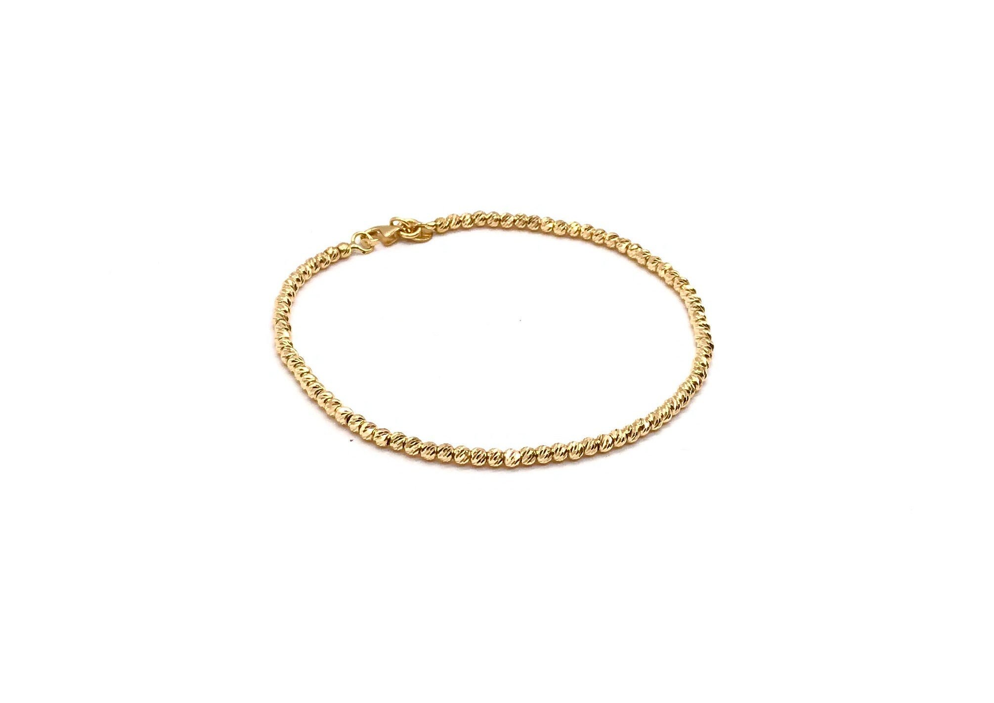 18K Yellow Gold Bracelet With Small Beads - Sparkling Italian Design Nice Ideal Gift For Your Loved One