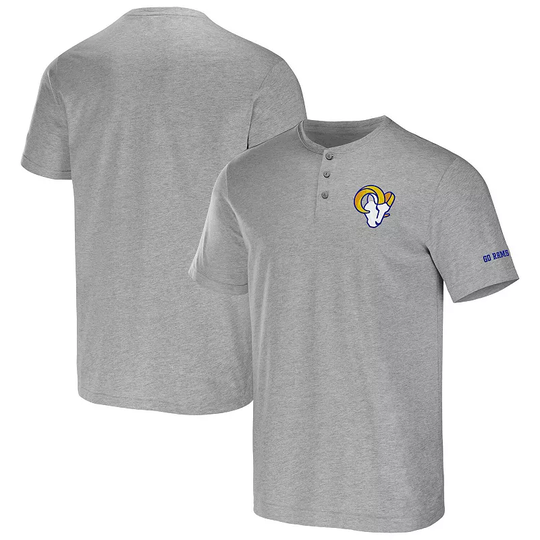 Men's NFL x Darius Rucker Collection by Fanatics Heather Gray Los Angeles Rams Henley T-Shirt, Size: Small, Grey