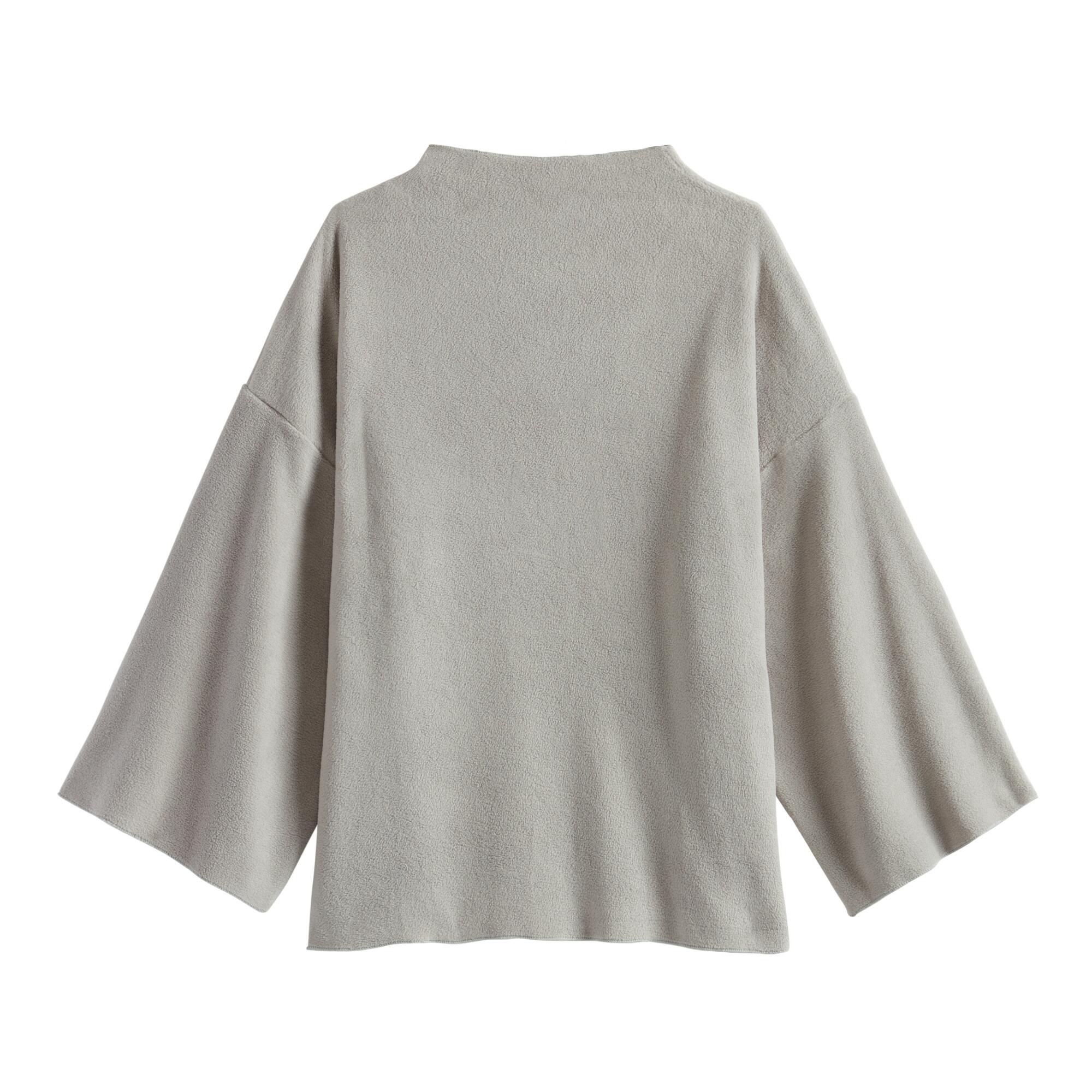 Light Gray Fleece Mock Neck Lounge Top - Polyester by World Market
