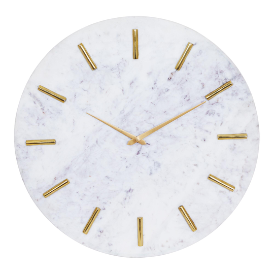 White Marble Contemporary Wall Clock - Metal - Small by World Market