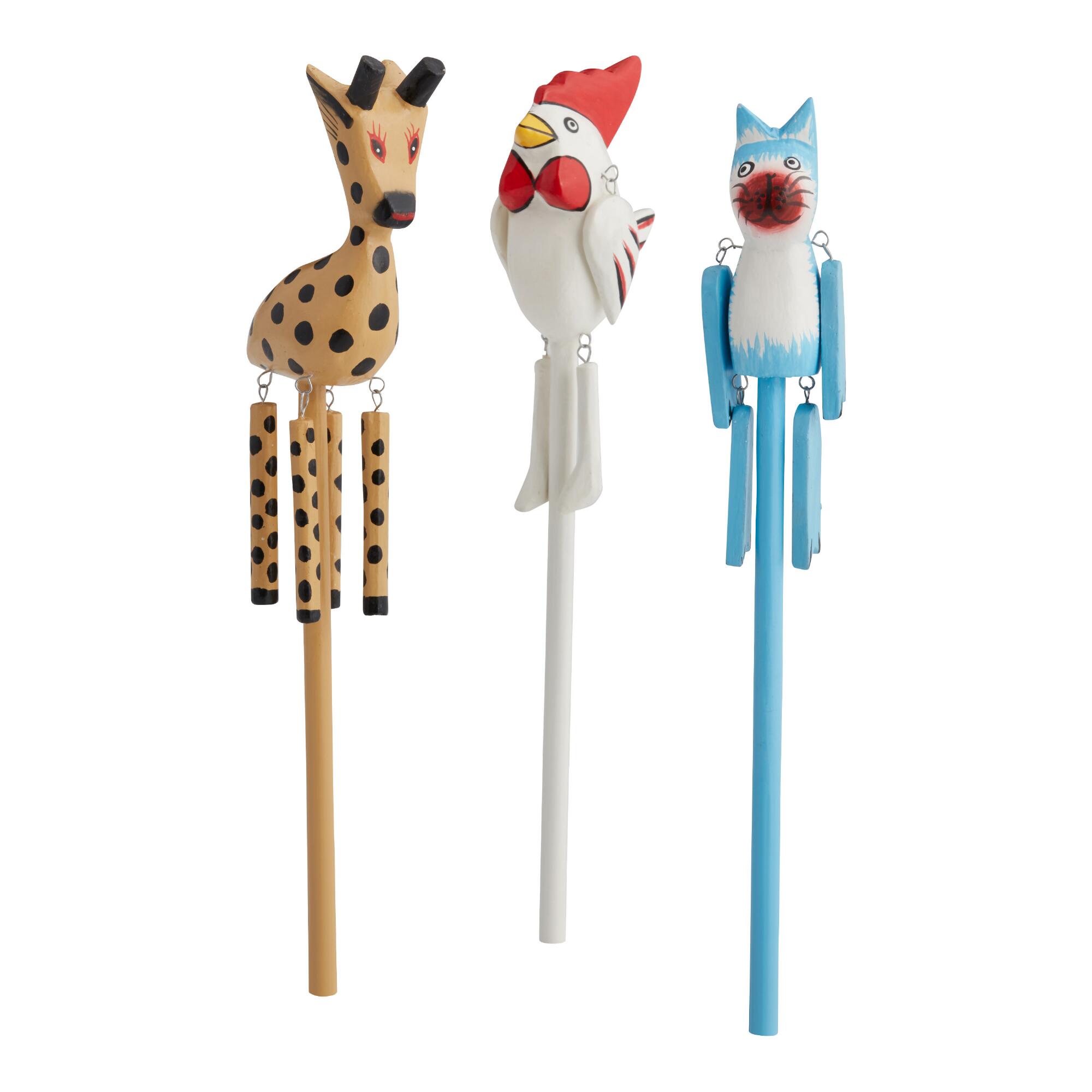 Carved Wood Animal Pencils Set of 3: Multi by World Market