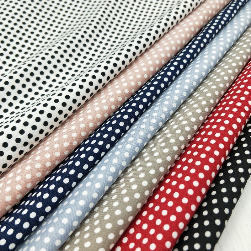 3mm Polka Dot Vintage 7 Colors White Red Kakki Blye Fabric One Yard For Pants Dress
