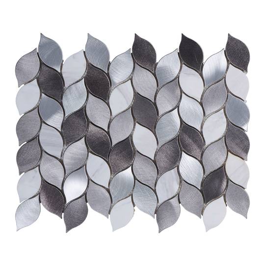 Modket Modern Gray Metallic Blended Natural Stone Leaves Pattern Mosaic Tile Backsplash Kitchen Bath Bathroom Shower Wall Tdh65Mdr