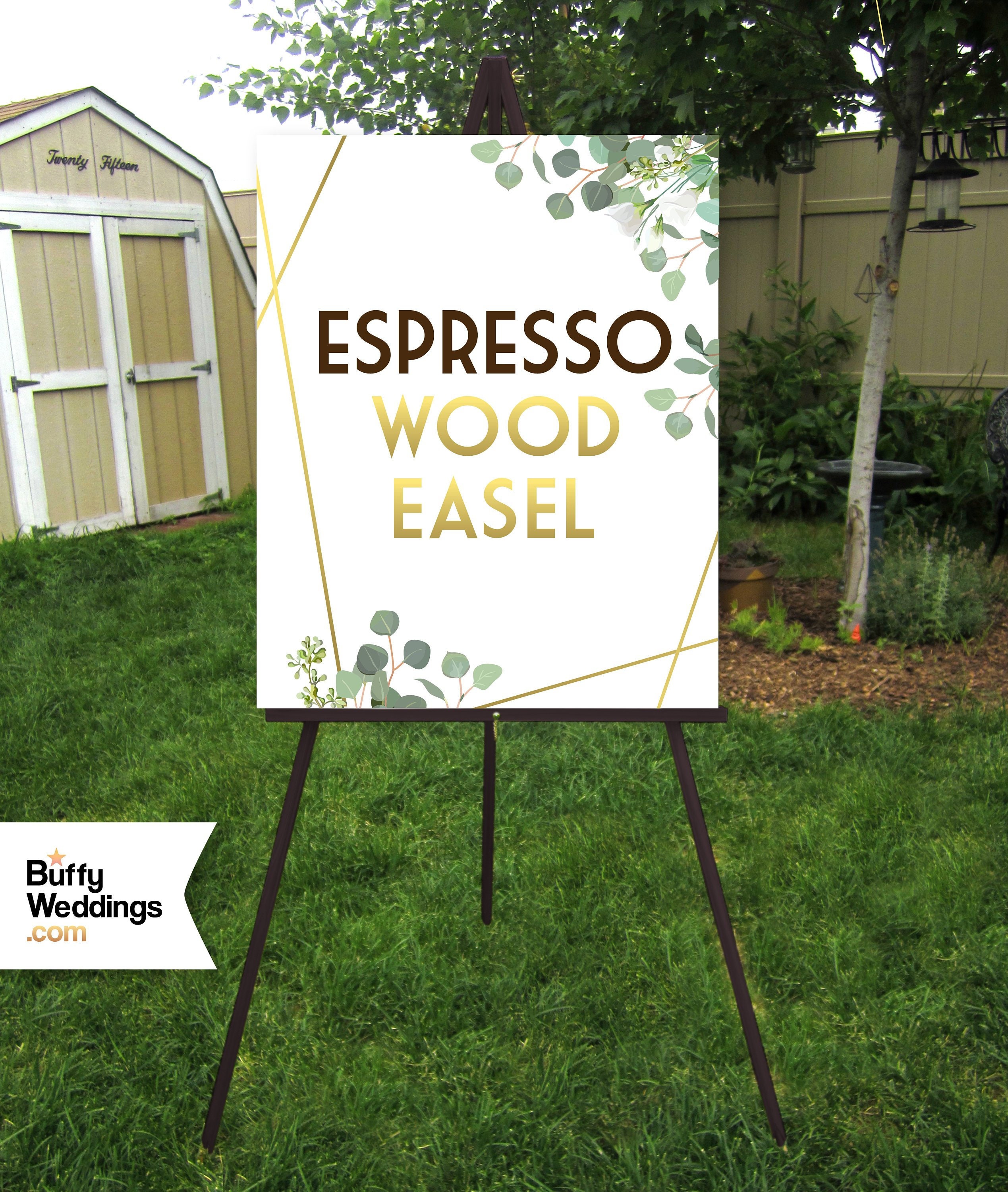 Espresso Easel . 66 Inch Solid Wood Wedding Sign Floor Stand Display Large Signs Up To 30 X 40 Foam Board, Canvas, Wood, Acrylic"