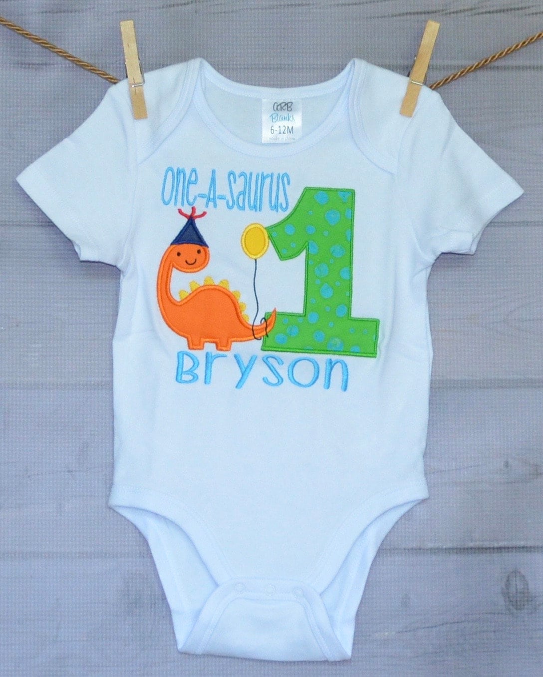 Birthday Dinosaur One A Saurus Two, Three, Four, ...a Applique Shirt Or Bodysuit Girl Boy