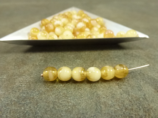 Round Beads, Caramel Corn Blend, Czech Glass Smooth Druk, 6mm, 50Pc, Amber Butterscotch
