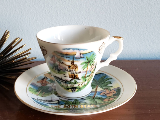 Hawaii, The 50Th State Souvineer Tea Cup & Saucer