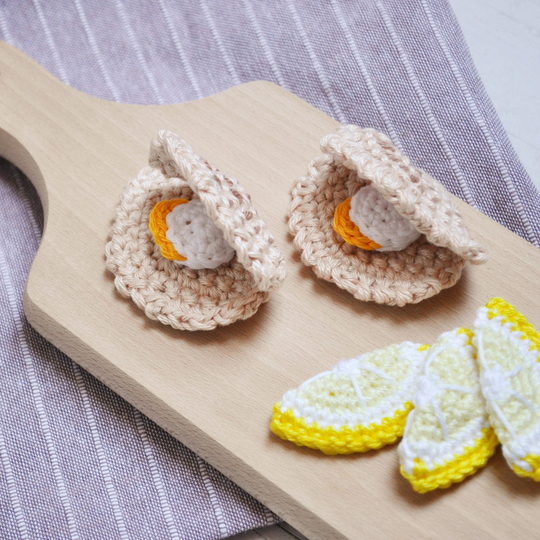 Crochet Scallops, Seafood, Shell, Crochet Dinner, Pretend Play Food, Montessori, Soft Toy, Waldorf, Amigurumi Toys, Kitchen For Kids