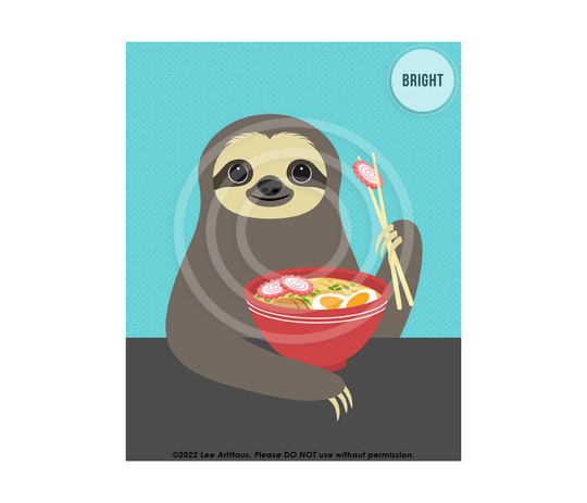 31Jp Sloth Eating Ramen Wall Art - Bowl Print Noodle Japanese Food Lover For Kitchen Decor