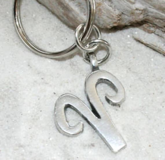 Pewter Aries "The Ram" Zodiac Astrology Sun Sign Of March April Keychain Key Ring | 27C