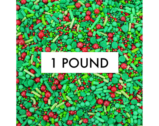 Happy Holly Sprinkle Blend 1 lb - Our Happy Holly Blend Is An Exclusive Mix Of Jimmies, Non-Pareils, Sugar Pearls, in Shades Red & Green