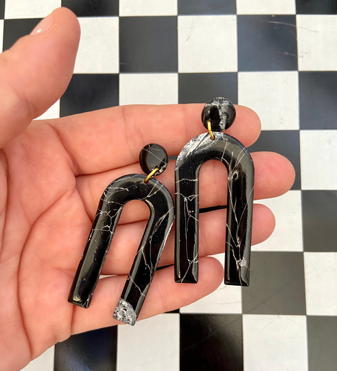 Long Clay Earrings/Handmade Hypoallergenic Clay Jewelry Polymer Chic