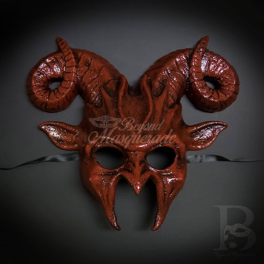Ram Animal Venetian Masquerade Mask - Red