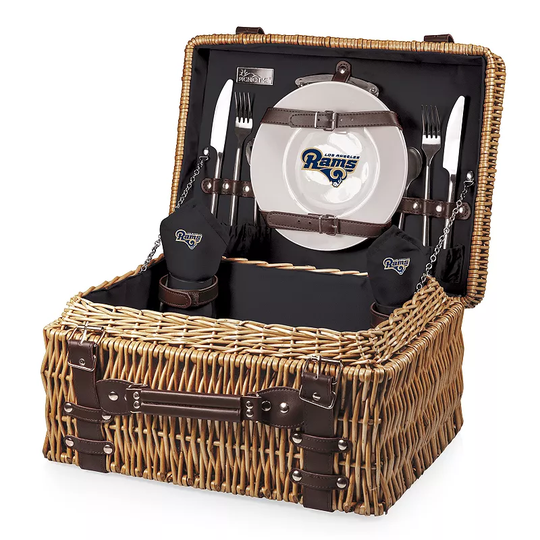 Picnic Time Los Angeles Rams Champion Picnic Basket with Service for 2, Black